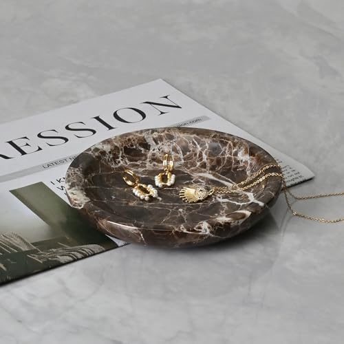 ZSHAWN Natural Marble Ring Dish Jewelry Tray – 5.5" Trinket Dish - Image 2