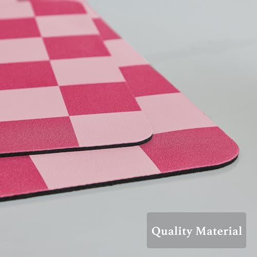 Ohocut Checkered Dish Drying Mat for Kitchen Counter, Coffee Bar Station Accessories, Retro Cute Girly Pink Aesthetic Modern Absorbent Drainer Mat Kitchen Drying Mat Easy Clean, Hot Pink 16" x 24" - Image 6