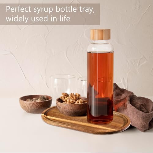 Small Acacia Wood Serving Trays Mini Wooden Platters Wooden Vanity Tray Dispenser Wood Counter Plates Bathroom Countertop Organizer Trays Coffee Bar Tray Appetizer Serving Board Snack Serve Board - Image 5