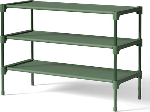 Kitsure Shoe Rack - Non-Woven Shoe Rack Shelf, 27.5" Wide - 3 Tier, Green by Kitsure