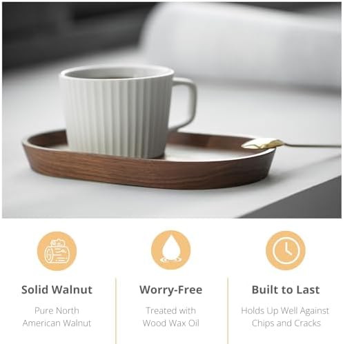 Vandroop Walnut Wooden Mini Serving Tray Set of 2, Tea&Coffee Table Tray - Image 5
