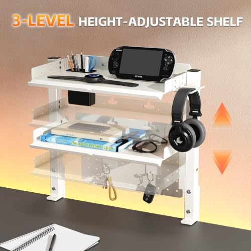 Metal Clamp On Desk Shelf,Storage Shelves with Pegboard and Pencil Holder - Image 3