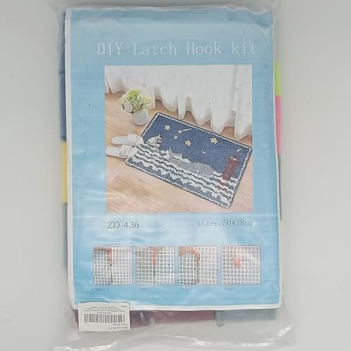 Howie's Latch Hook Kits for Adults, DIY Latch Hook Kit Rug Crochet Yarn, Color Preprinted Pattern Embroidery Decoration(Whale, 19.69 x 14.96 inch) - Image 6