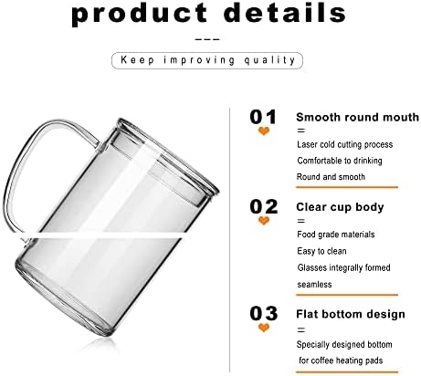 LUXU Glass Coffee Mugs (Set of 2),27oz Large Glass Coffee Cups Clear Glass Tea Cups Overnight Oats Containers with Glass Lid,Cute Coffee Bar Accessories,Iced Coffee Glasses for Latte,Cereal,Yogur - Image 4