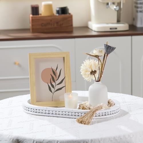 Decorative Oval White Wood Tray, Tray Decor for Coffee Table - Image 4
