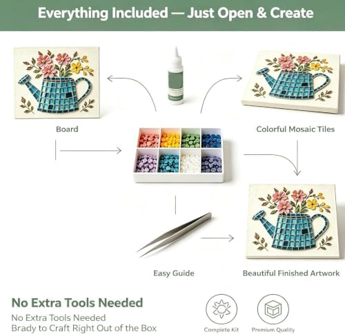 Cottage Garden Mosaic DIY Kit – Watering Can Mosaic Art Kit，Bees - Image 5