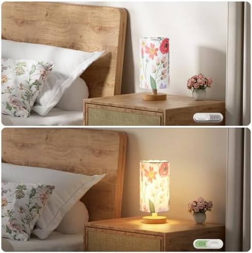 Fenmzee Small Table Lamps (Floral White Shade, 9" Inline Control) - Image 4