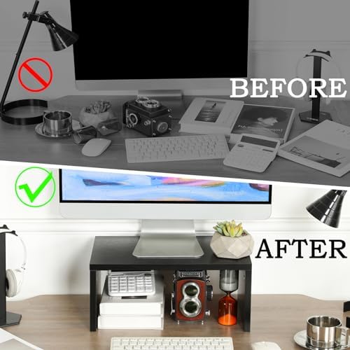 TEAMIX 6.7 inch Tall Monitor Stand Riser, Wood Shelf Riser, Desk Organizer - Image 7