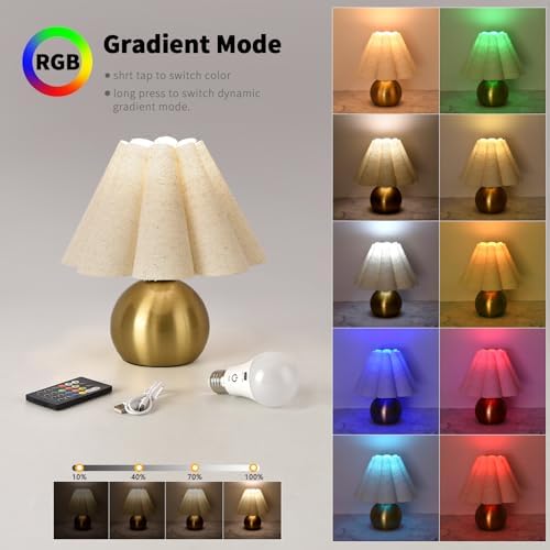 Ziqqeelam Rechargeable Cordless Small Table Lamp, Battery Operated Remote Control Gold Mini Table Lamps for Bedroom Nightstand, Cute Small Table Lamp for Small Spaces for Kitchen Counter, Bookshelf - Image 2