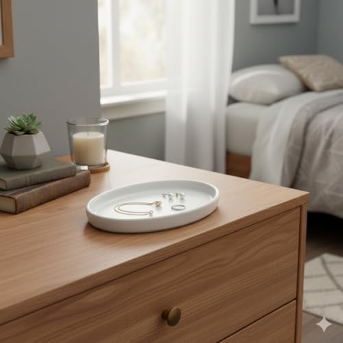 White Ceramic Trinket Tray Decorative Jewelry Dish for Vanity Ring - Image 4