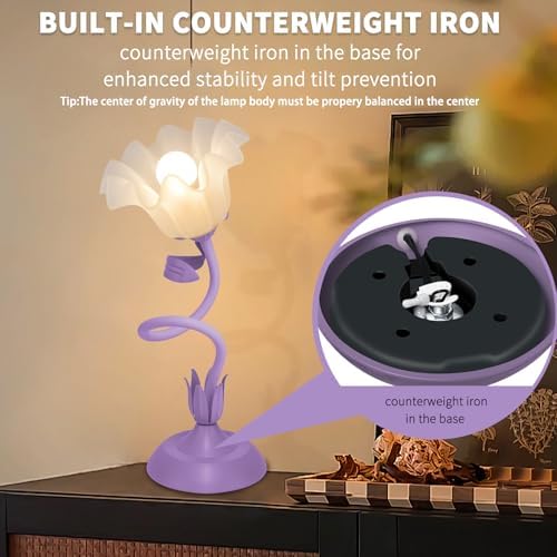 Women Bedside Table Lamps for Bedroom, Cute Flower Desk Lamp with Adjustable Flexible Gooseneck, 3 Color Temperatures Nightstand Lamp with E26 LED Bulbs, Floral Lamp for Living Room, Office,Reading - Image 4