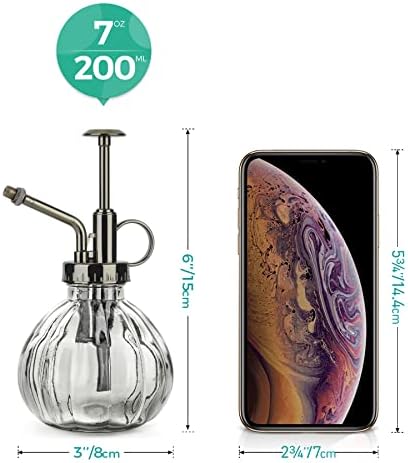 T4U Glass Plant Mister 200ML, Vintage Spray Bottle with Top Pump Fine Mist Flower Garden Sprayer Small Decorative Spritzer Watering Can Gift for Indoor Outdoor Succulent House Plant (Clear) - Image 6
