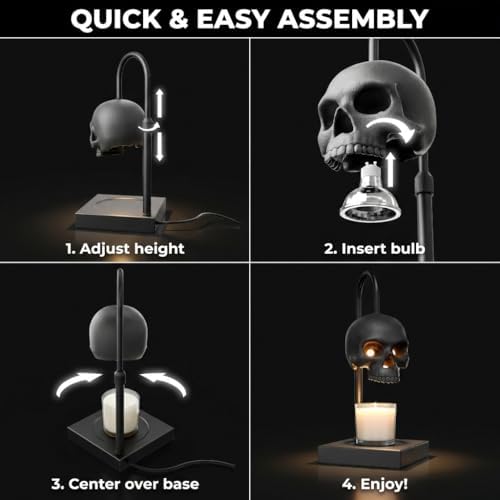Nomnu Skull Candle Warmer Lamp, Black Spooky Gothic Decor w/Timer & Dimmer - Image 5