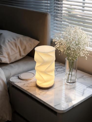 Spiral Wavy Table Lamp, 3000K Warm White Small Night Light, Modern Decorative Desk Lamp for Bedroom Nightstand, Aesthetic Room Decor Accent, White - Image 7