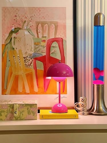 Flower Bud Lamp, Cordless Rechargeable Mushroom Table Lamp, Pink - Image 2