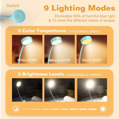 KTEBO 2 Pack Rechargeable Book Light Clip-On Reading Light for Books in Bed - Image 3