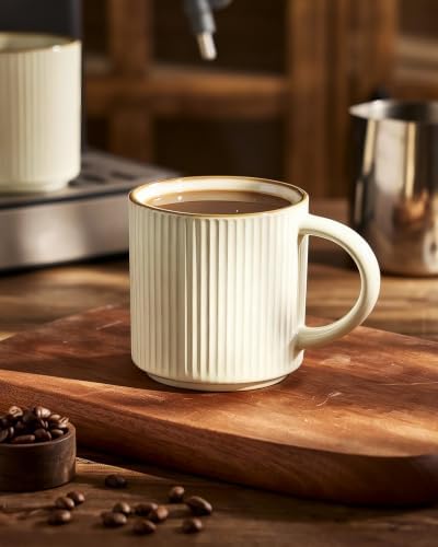 famiware Coffee Mug Set of 6, Star 12 oz Ceramic Mugs Cups Set with Handle - Image 6