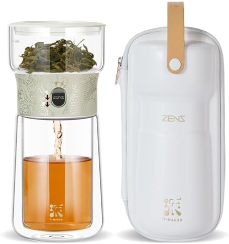 ZENS Glass Tea Infuser Pot, Modern One Touch Tea Maker for Tea Steeping by ZENSLIFESTYLE