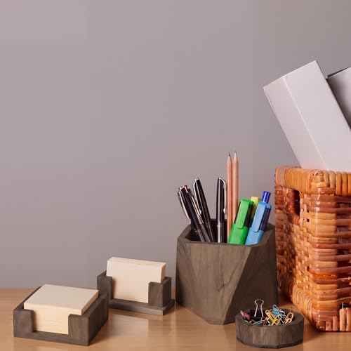 Sabary 4 Pcs Office Desk Accessories, Walnut Desk Organizer Set - Image 6