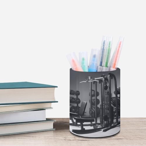PU Leather Round Pencil Holder Gym Equipment Pen Holder - Image 6