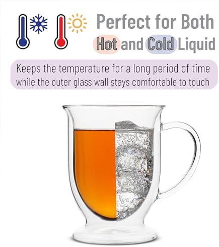 BTaT- Double Walled Glass Coffee Mugs, 12 oz, Set of 6, Glass Coffee Cups with Handle, Insulated Clear Coffee Mug for Hot and Cold Beverages, Cappuccino, Latte, Tea, Americano, Microwave Safe - Image 5