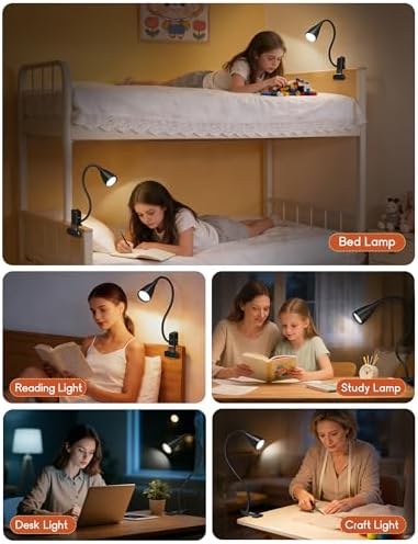 2 PCS Reading Light for Book in Bed,Clip on Light Reading Lamp with Adapter - Image 7