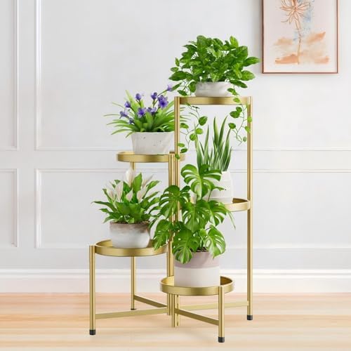 iDavosic.ly 5 Tier Large Plant Stand Indoor Outdoor, 10 In Wide Tray, Gold by iDavosicly