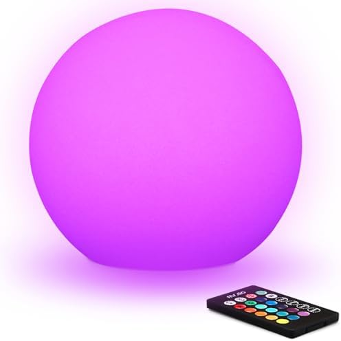 Mr.Go 10-in RGB LED Ball Light, Rechargeable Waterproof Globe Lamp w/Remote by MRGO