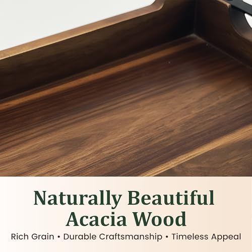 Belvi Modular Serving Tray & Coaster Set - Premium Acacia Wood | Snack Tray for Party Hosting - Trays for Serving Food, Charcuterie, Fruit Platter Tray for Parties, Appetizer & Dessert Trays - Image 4
