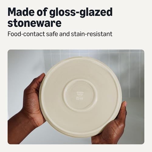 Amazon Basics Glazed Stoneware Dinnerware Set, Ceramic, Dishwasher-Safe, Freezer-Safe, 4 Full Place Settings, 12-Piece, Ivory - Image 3