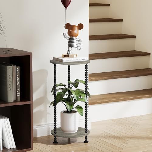 YINMIT Plant Stand Indoor, 2 Tier Small Plant Stand with Metal Spindle Leg - Image 2