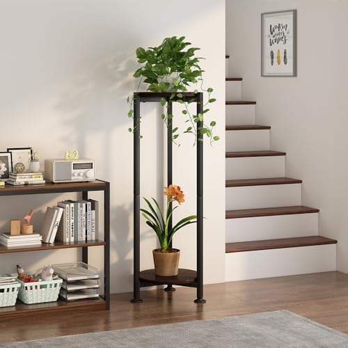 2 Tier Plant Stand Indoor Corner Tall Round Shape Plant Shelf - Image 4