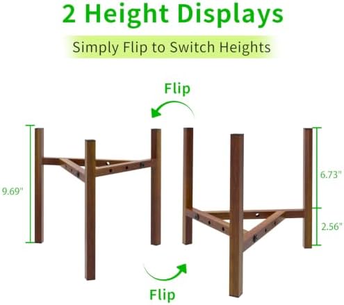 Airpark Adjustable Metal Plant Stand, Stable Plant Pot Flower Holder Indoor Outdoor Corner, Fit 8 9 10 11 12 inch Pots, Wood-Grain (Pot & Plant Not Included) - Image 4