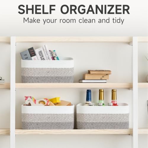 3 Pack Small Storage Baskets for Organizing, 11.8×7.8×5.1", Gradient Brown - Image 6