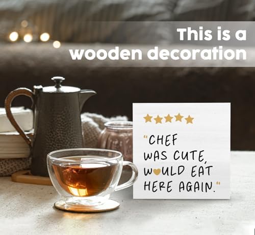 Chef Was Cute Would Eat Here Again Sign, Chef Kitchen Decor Sign, Cute Chef Kitchen Decor Wood Sign Home Decor for Girly Dining Room Restaurant - Image 2
