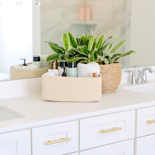 NaturalCozy 13.5”x8.5”x5.5” Storage Baskets for Shelves 3 Pack | Cotton Rope Woven Small Baskets for Organizing | Small Storage Bins for Nursery, Bathroom, Closet, Cube Shelf, Decorative, Gift - Image 4