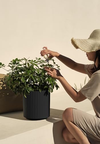 Veradek Demi Series Round Planter for Porch, Patio, Backyard | Durable Plastic-Concrete Material | Modern Décor for Tall Plants, Flowers - Image 5