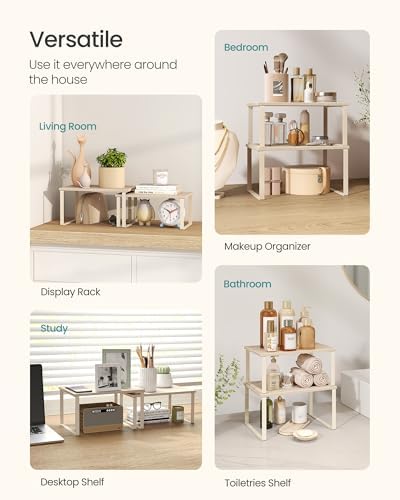 SONGMICS Cabinet Organizer Shelf, Set of 2 Spice Rack, Kitchen Storage - Image 5
