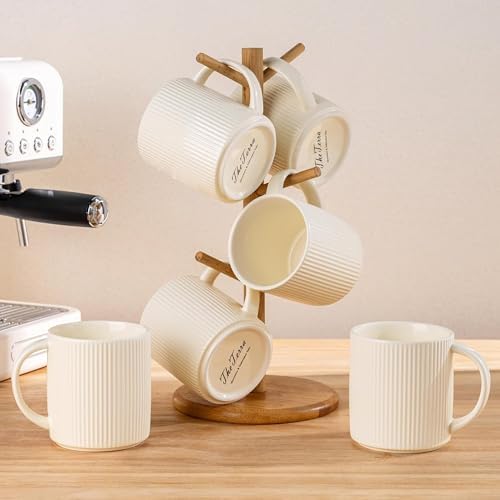 theterra Ceramic Coffee Mugs Set of 6, 14.2 oz Coffee Cups with Handle - Image 7
