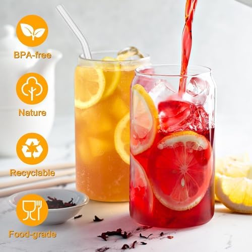 Glass Cups with Lids and Straws - 16 oz Glass Drinking Cups Set for Coffee - Image 5