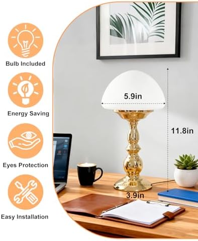 Lightdot Mushroom Lamp Set of 2(Gold & Black) Mid Century Modern Table Lamp - Image 6