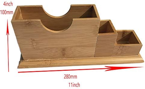 Bamboo Desktop Organizer File Folders Shelf Pens Holder for Small Electronics Notepads Stationary Items (Rectangle(11x4")) - Image 2