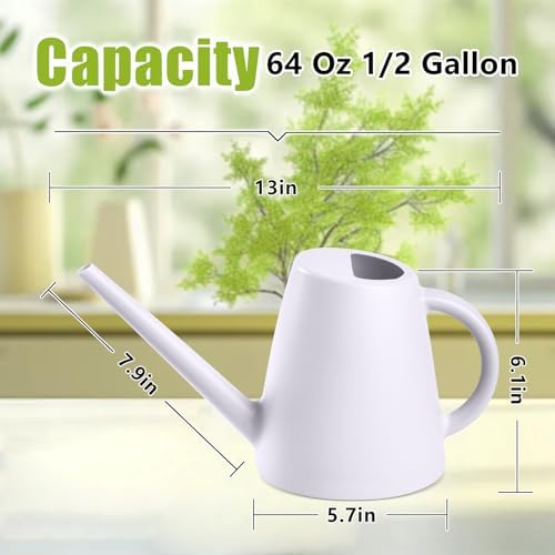 ZXJ Plant Watering Cans for Indoor and Outdoor Home Garden Plants - with Long Spout - White - 1/2 Gallon - Image 2