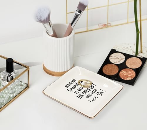 WODMIS Grandma Gifts Ceramic Jewelry Tray Dish, Grandma Gift for Mother's Day from Grandkids Jewelry Plate Ring Trinket Dish, Grandmother Gifts from Granddaughter Grandson - Image 3