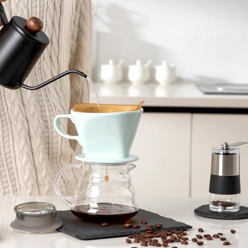 Pour Over Ceramic, Coffee Dripper Ceramic Coffee Maker,Green - Image 6