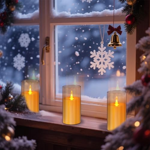 wemarry Flameless Candles Acrylic Glass Pillars 3" D x 6" H Battery Operated Flickering Candles Include 8-Key Remote with Timer Function 400+ Hours (Amber, Warm Light 2 Pack) - Image 7