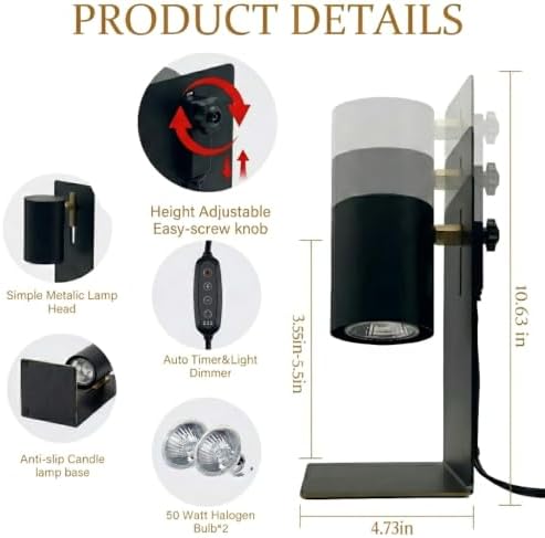 MOAFINA Black Candle Warmer Lamp with Timer,Height Adjustable Dimmable - Image 3