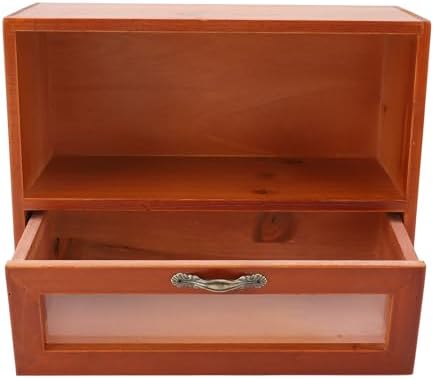 Mingzhe Solid Wood Desk Organizer with Display Shelf and Clear Drawer, - Image 3