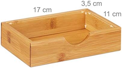 Relaxdays Bamboo Desktop Organizer, 3 Drawers, Desk Tidy, Office Storage Unit, Pen Holder, HxWxD: 21x20x13 cm, Natural, 1 Item - Image 5