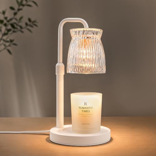 Shering White Candle Warmer Lamp with Timer & Dimmable - Metal Base & Glass Shade, Adjustable Height Wax Melter for Jar Candles, Mother's Day for Women by SheringBlingDecor